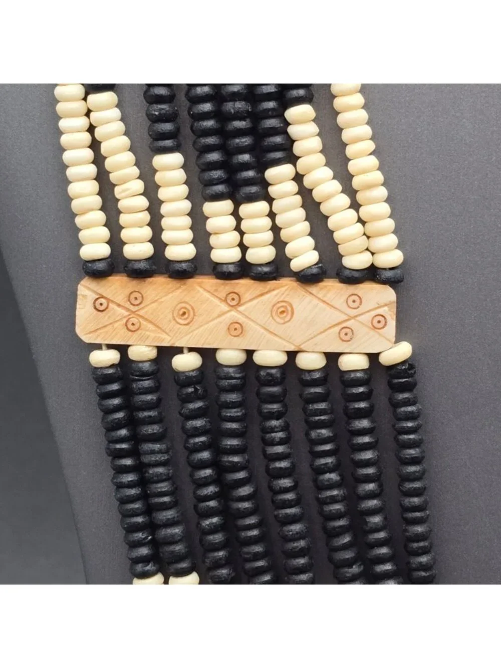 Vintage Naga Tribal Multi Strand Bovine Bone Necklace 19" Hand Carved Ethnic Bib - Picture 4 of 16